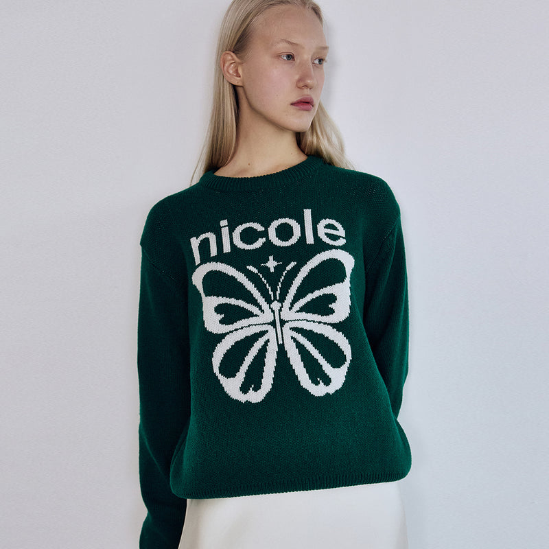 CASHMERE BUTTERFLY BOLD STAR PULLOVER_GREEN