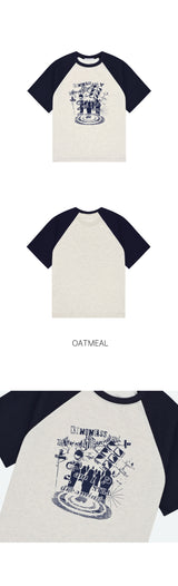 Dreaming Raglan Oversized Fit Short Sleeve T-shirt oatmeal
