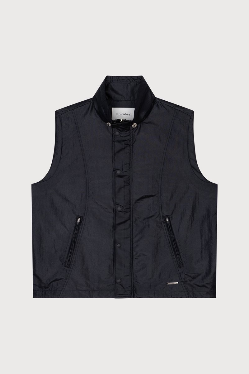 Glossy  Oversized Vest Black