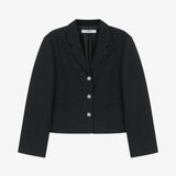 Crop Button Jacket Black