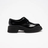 VATIC POLISHED DERBY SHOES BLACK Leather shoes with 45mm height-increasing thick soles
