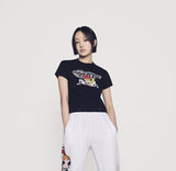 [24SS] The Powerpuff Girls x acmedelavie  logo crop t-shirts BLACK