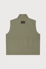 Glossy  Oversized Vest Khaki