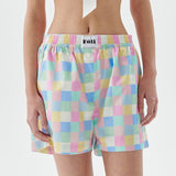 (W) Pink Pastel Grid PJ Shorts