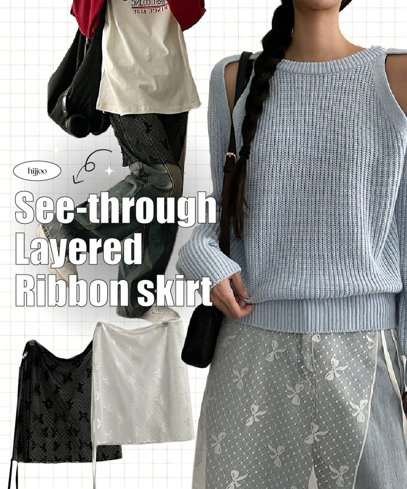 Raz See-Through Layered Ribbon Skirt