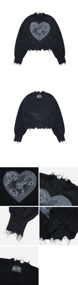 [24SS] The Powerpuff Girls x acmedelavie artwork damaged knit BLACK