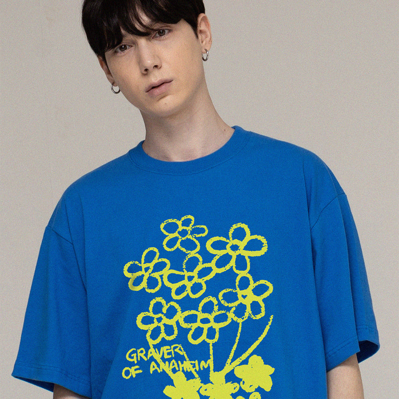 [UNISEX] Flower bouquet drawing short-sleeved T-shirt