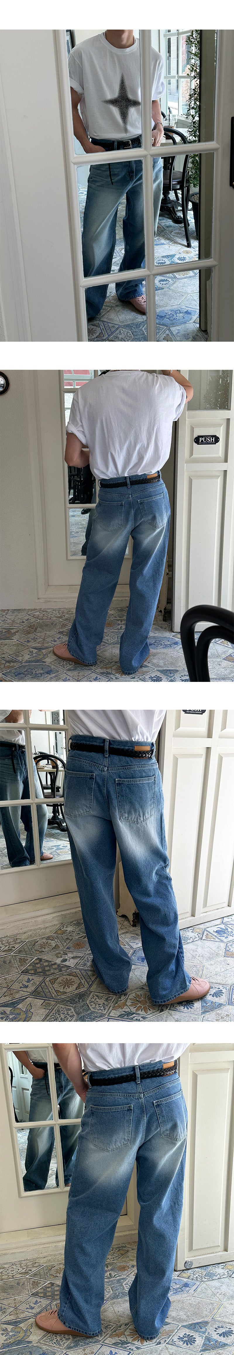 [S/S] Highlight washing wide denim pants