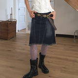[MADE] Dipti Vintage Washing Denim Slit Midi Skirt