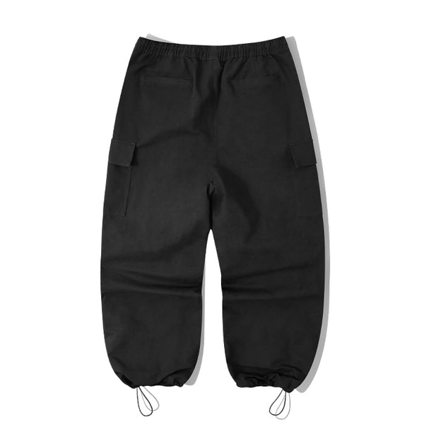 Cotton Parasuit Cargo Pants-Black