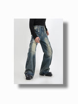 niche washed multi-pocket work jeans
