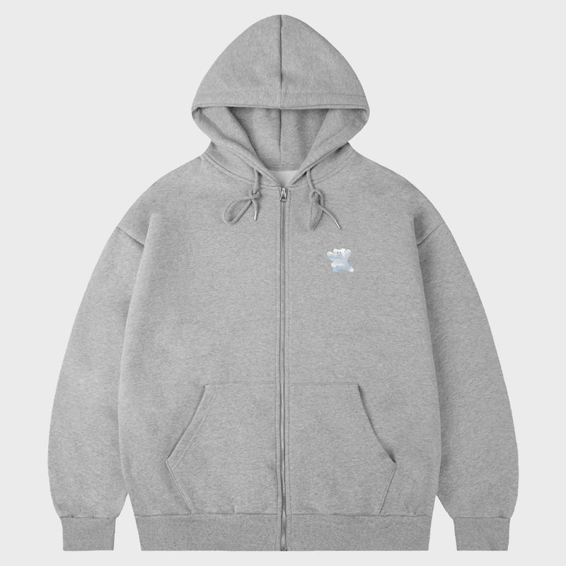 [UNISEX] Small Cloud Bear Smile Hooded Zip-Up