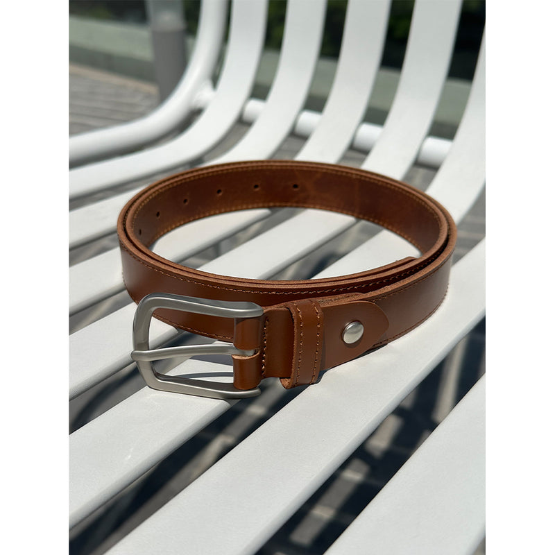 [HANDMADE] Basic square buckle leather belt(4color)