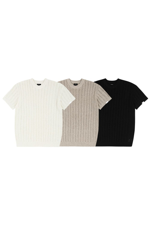 Boucle knit short sleev t-shirts
