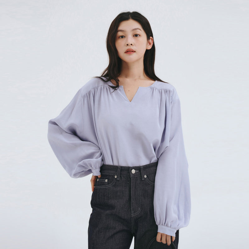 SILKY SHIRRING BLOUSE (2color)