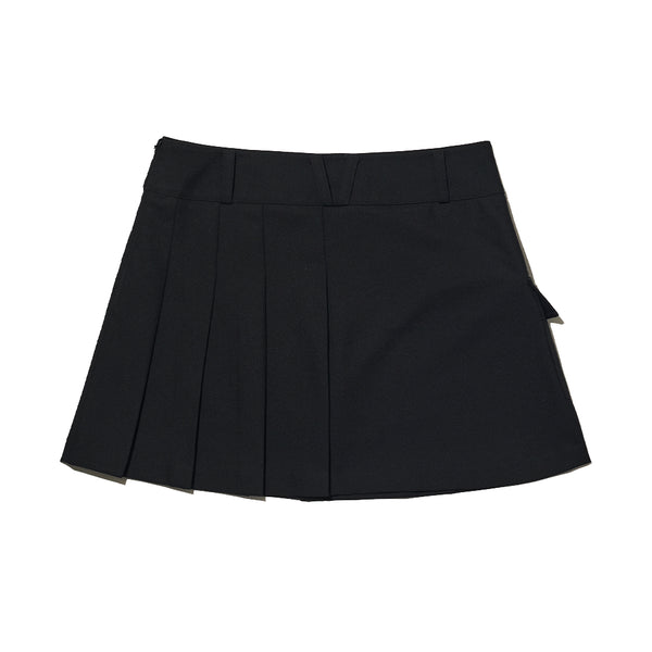 Cargo Pleats Mini Skirt [BLACK]