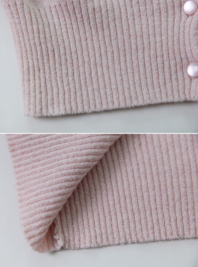 MT Puff V-neck Short Sleeve Knit Cardigan (4color)