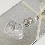 ballet core beads heart ribbon key ring