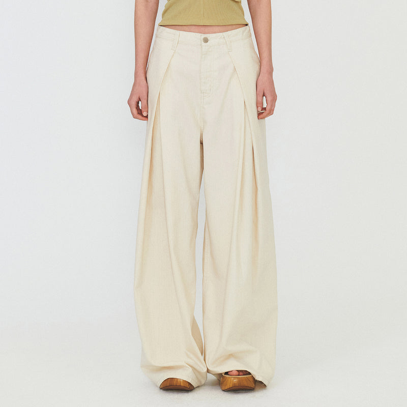 RELAXED WIDE DENIM PANTS (cream)