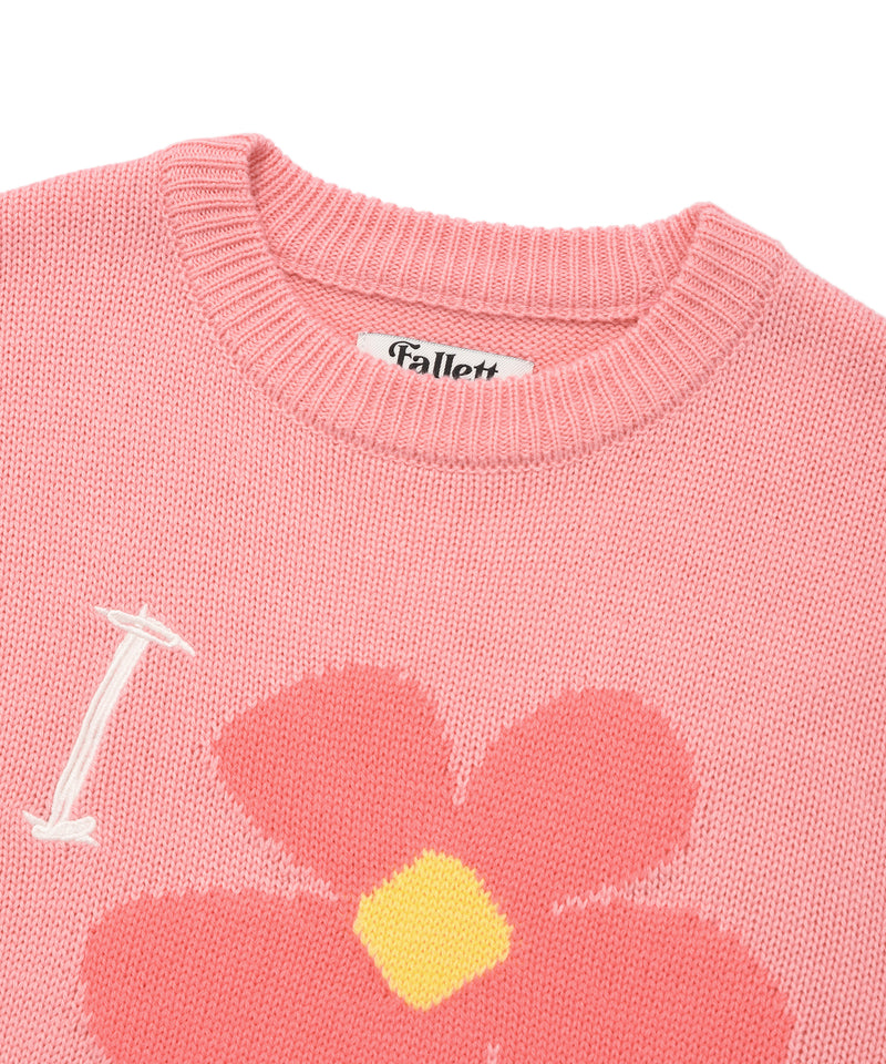 DRAWING FLOWER KNIT PINK