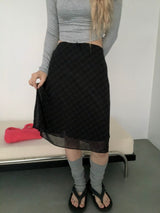 check chiffon skirt (2color)