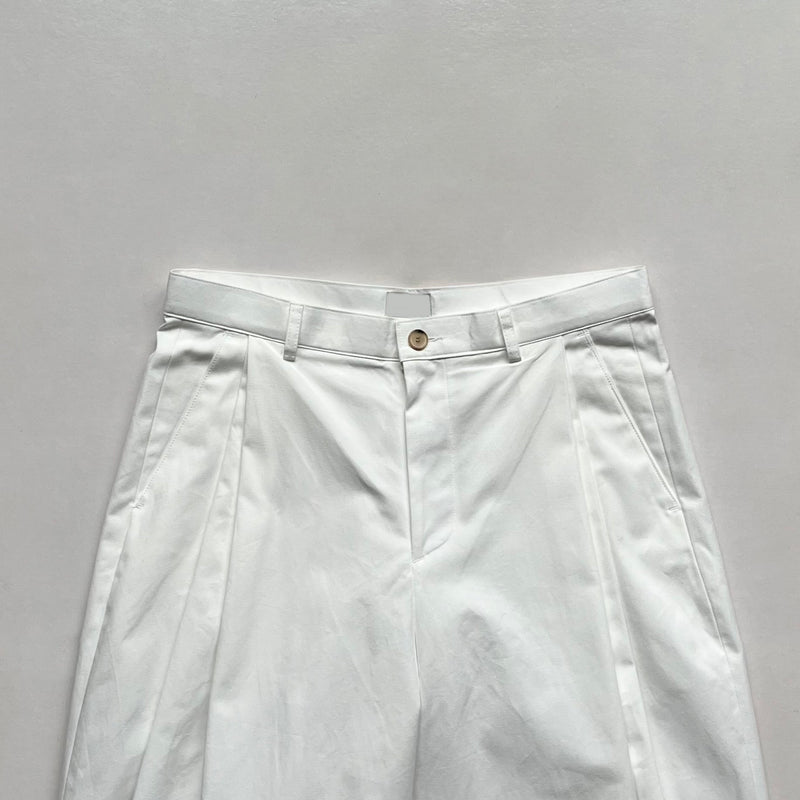 Layered pin-tuck cotton pants