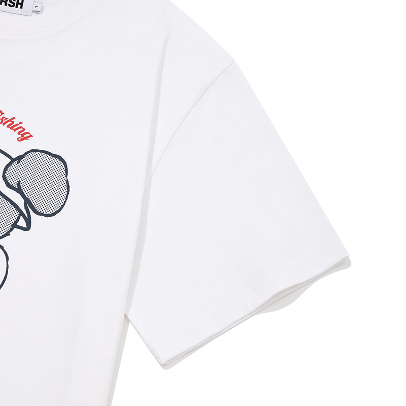 FISHING WITTY BUNNY GRAPHIC LOOSE FIT T-SHIRT [WHITE]
