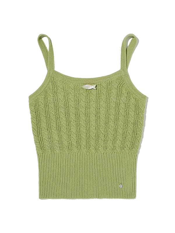 CABLE PATTERN KNIT SLEEVELESS [OLIVE]