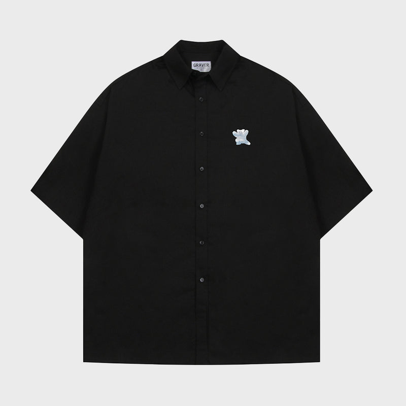 [UNISEX]スモールクラウドビアスマイルオーバーサイズフィット半袖シャツ
