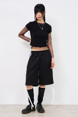 Four lace layered half track pants
