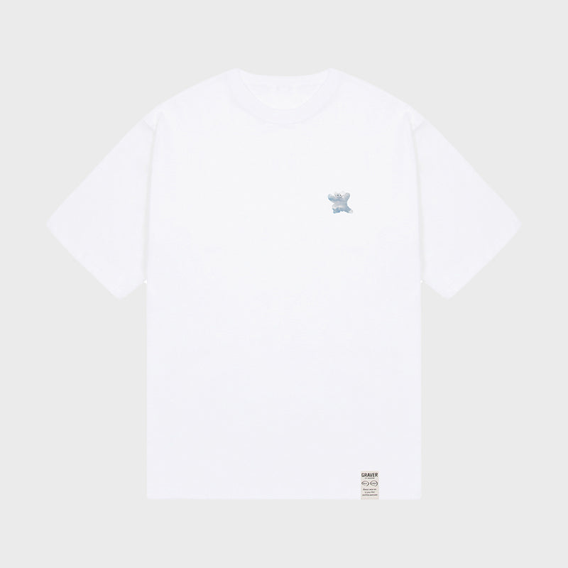 [UNISEX] スモールクラウドベアスマイル半袖Tシャツ