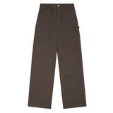 Stitch Detail Semi-Wide Cotton Pants