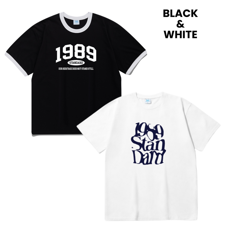 【SET】1989 クールコットンリンガー半袖（BLACK）+イルージョン クールコットンオーバーフィット半袖