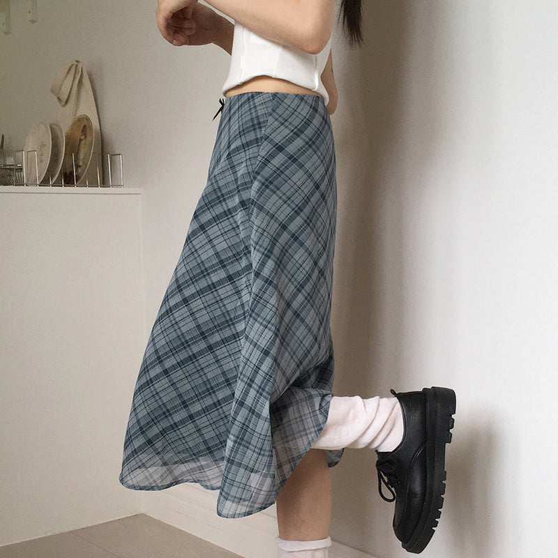 Kibel Geek Chic Ribbon Check Midi Skirt
