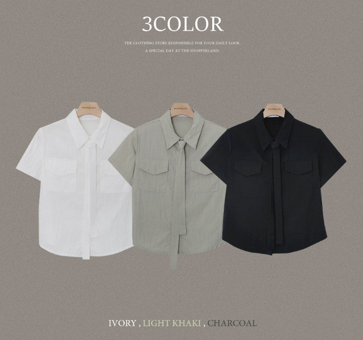 SR Pocket Basak Summer Crop Short Sleeve Shirt (3color)
