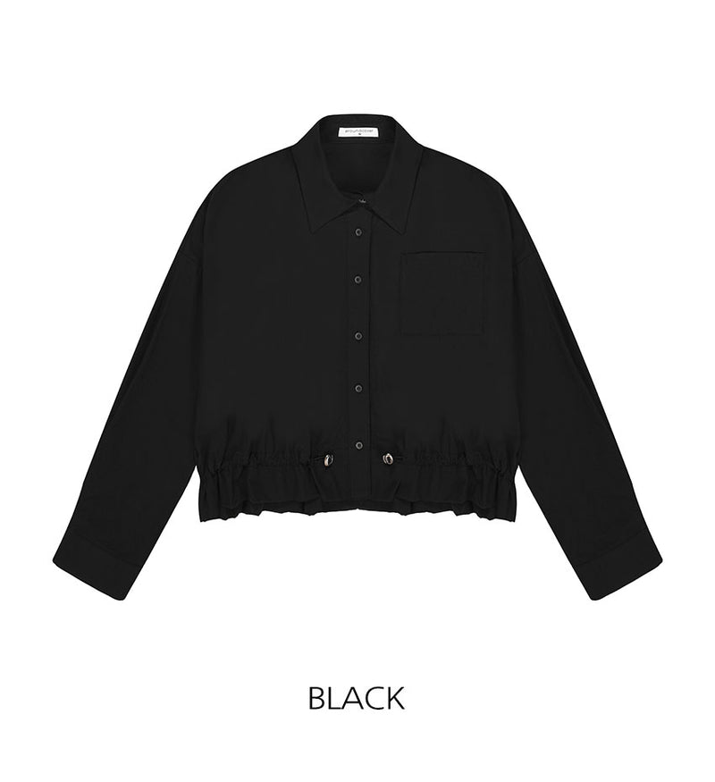Crop String Shirt Jacket Black