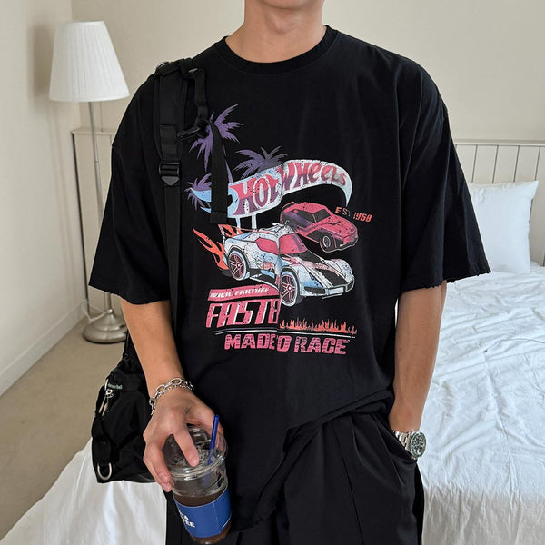 Pleddy Race Retro Damage Short Sleeve T Shirt (3color)