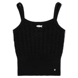 CABLE PATTERN KNIT SLEEVELESS [BLACK]