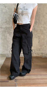 Lace nylon pocket strap cargo pants