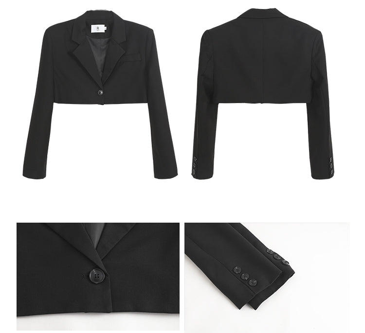 黒のショートスーツ クロップドジャケット