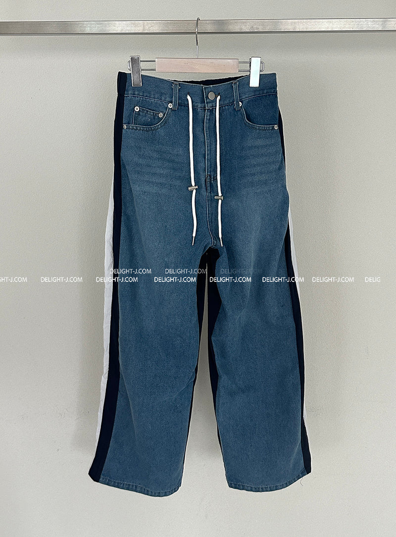 string track coloration wide jeans
