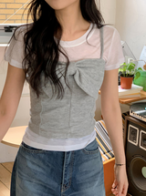 シースルーウール半袖Tシャツ (4color)