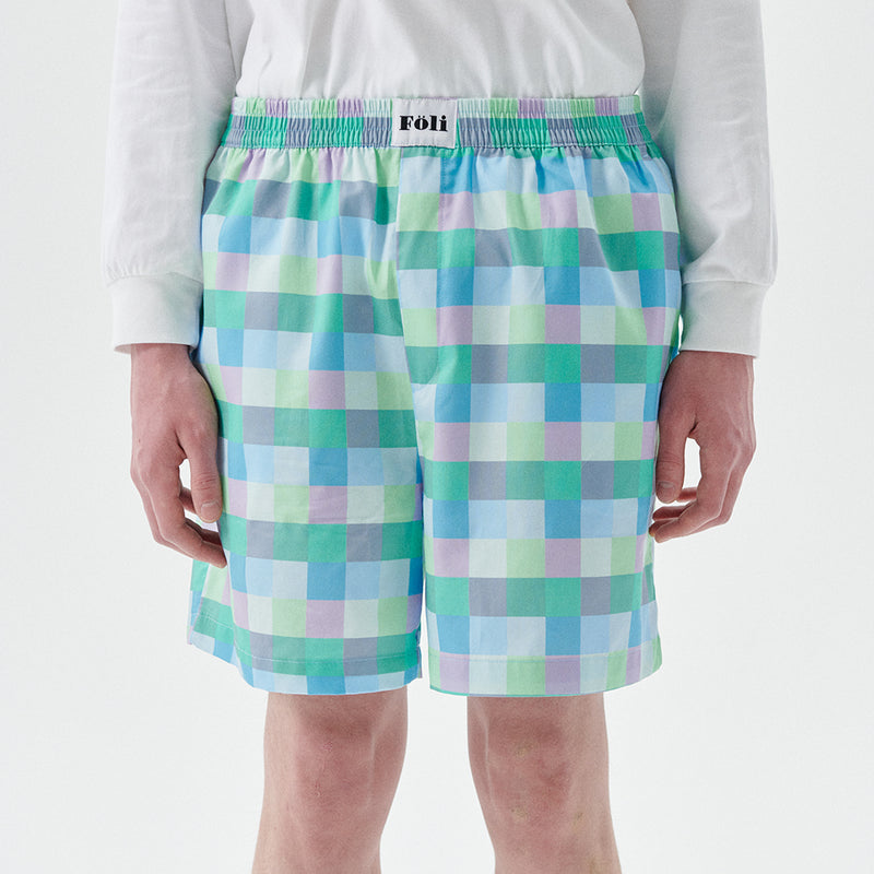 (M) Blue Pastel Grid PJ Shorts