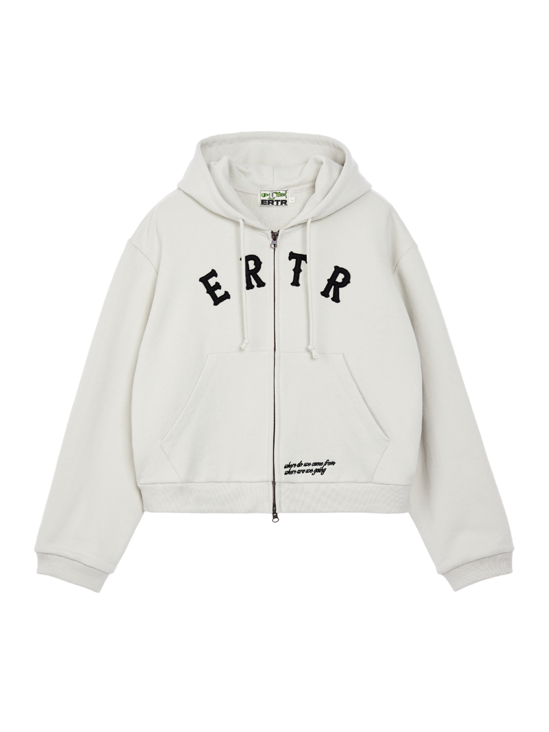 ERTR Appliqué Hoodie Zip-up Off-White