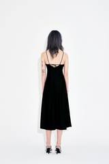 Bias-Cut Acetate Drift Slit Dress - Black