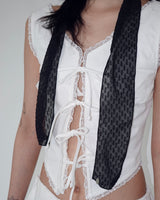 Sheer lace scarf_ black