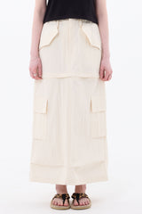 DOUBLE CUT CAGO SKIRT / IVORY