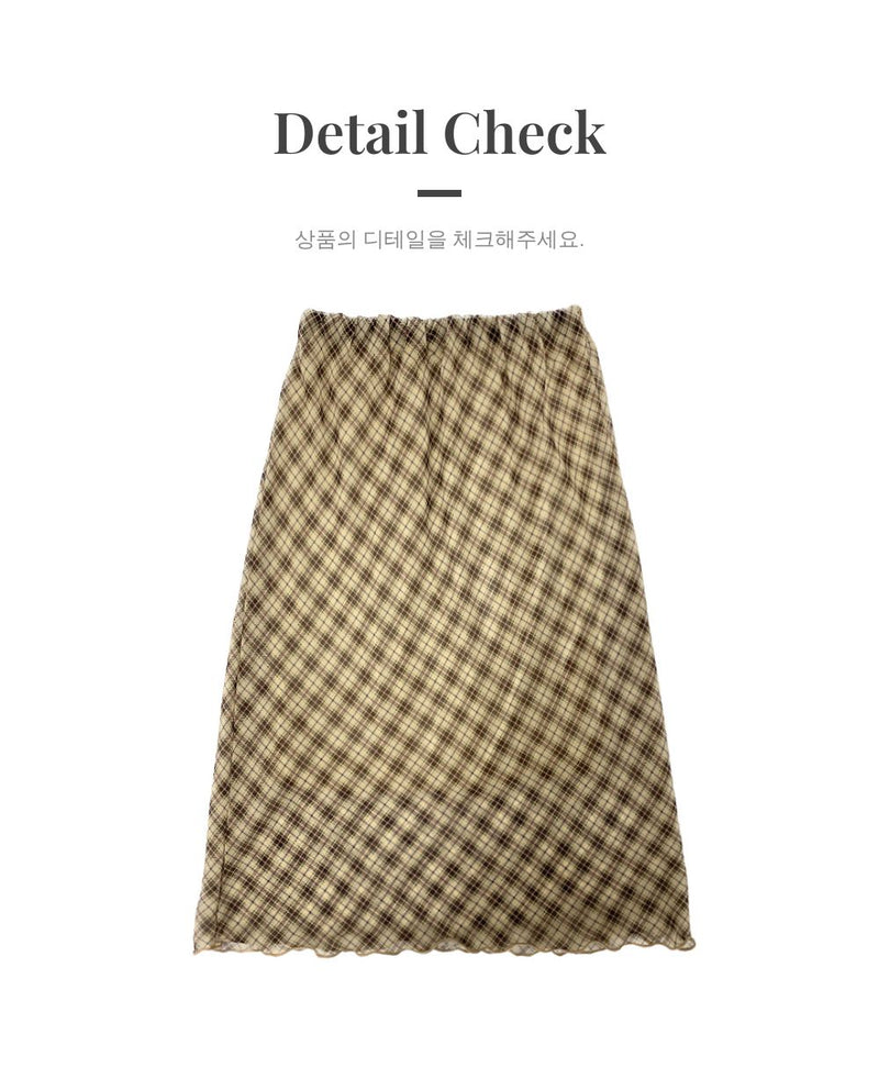 softie checkered midi skirt