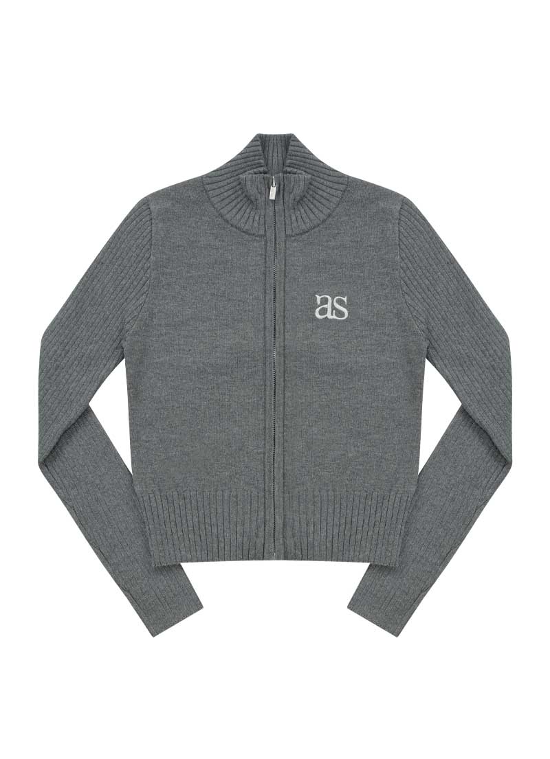 MARON KNIT ZIP-UP / CHARCOAL