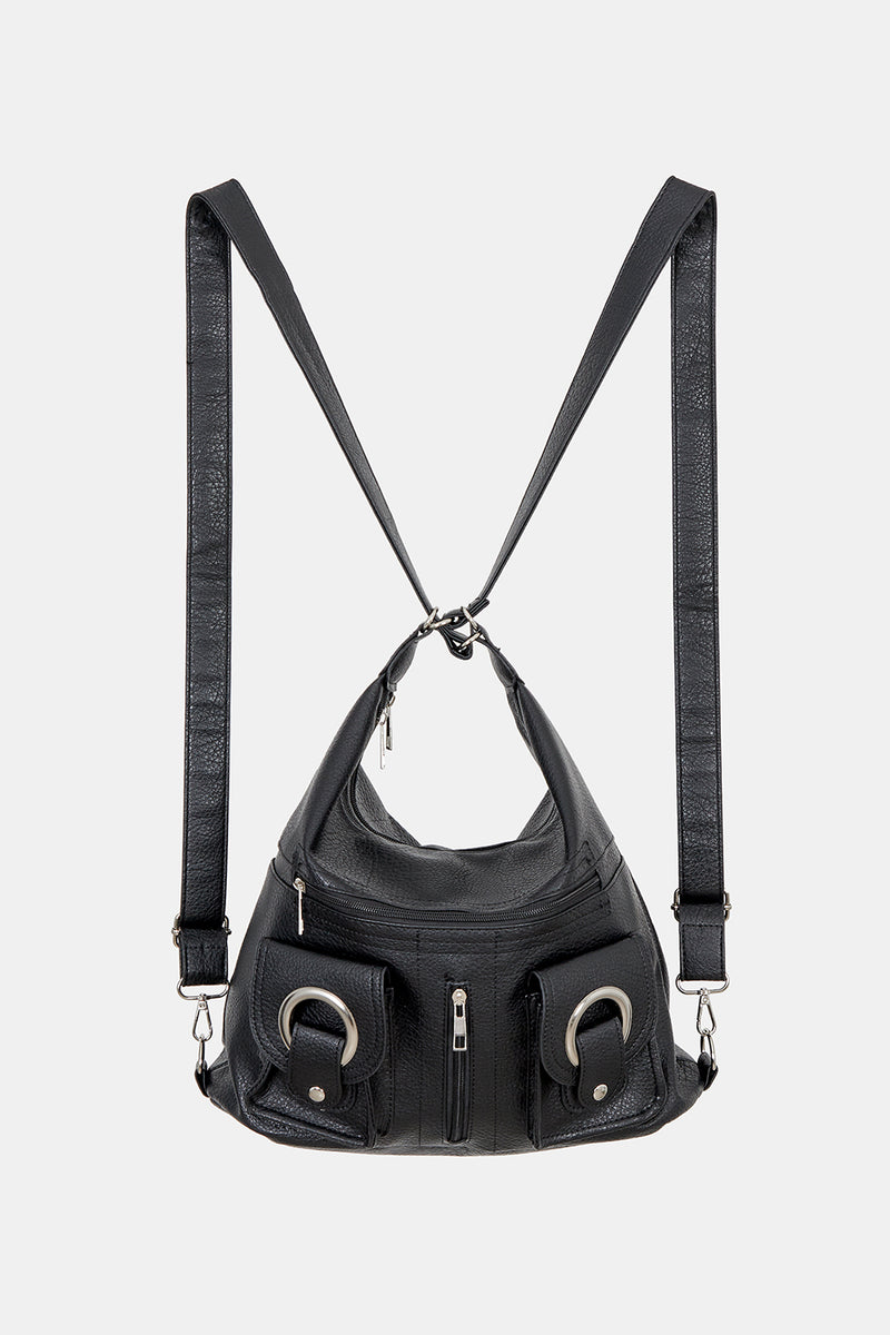 Circle leather 2-way shoulder bag
